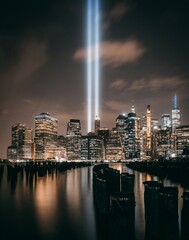 city skyline at night