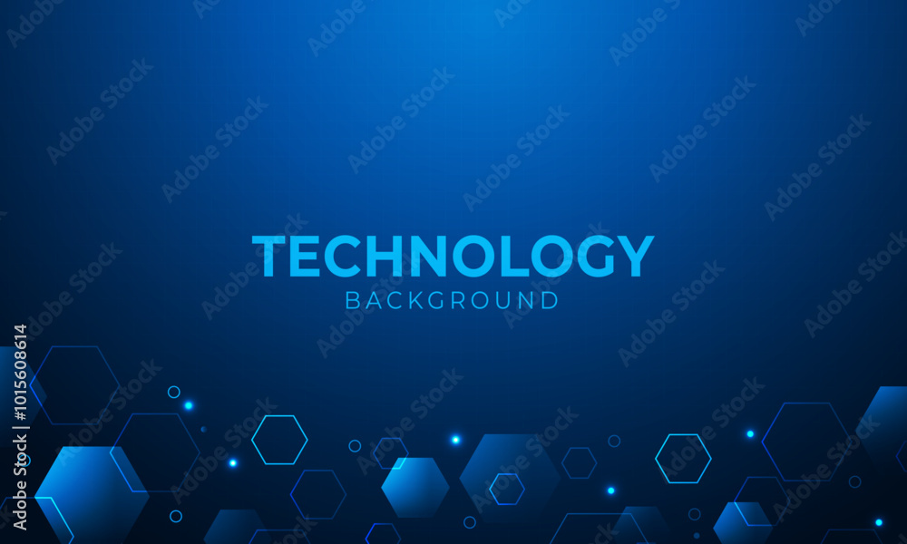 Poster dark blue hexagon digital hi-tech background.abstract shape shiny hexagonal frame design concept
