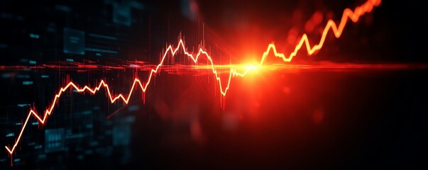 Dynamic financial chart with rising graph line and glowing elements