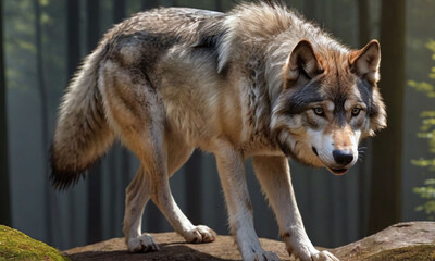 Fototapeta premium gray wolf canis lupus