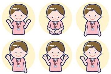 介護士の男性のポーズセット2_02