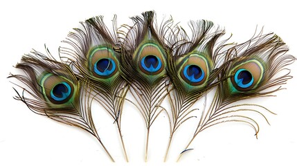 Obraz premium Peacock feathers on white background