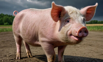 pig in a farm