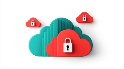 Obraz premium Data encryption keys in use on a cloud storage dashboard, with lock icons and encrypted file transfer status visible