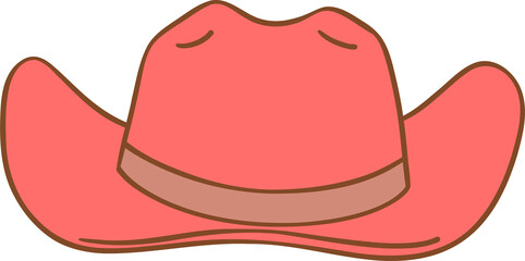Retro red cowboy hat doodle
