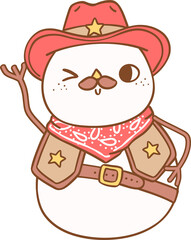 retro Cowboy Christmas snowman