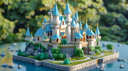 Obraz premium Enchanted Castle isometric 3D