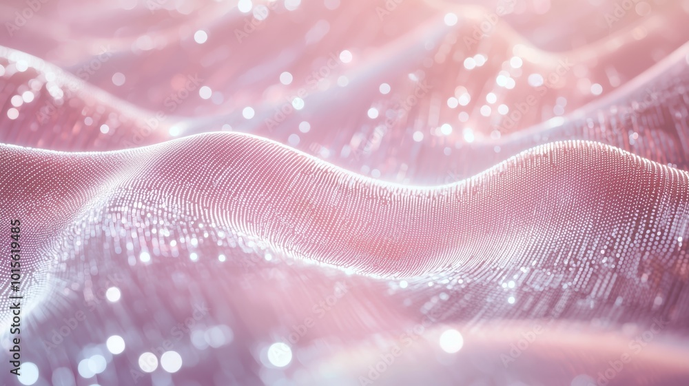 Poster glowing data streams in swirling waves