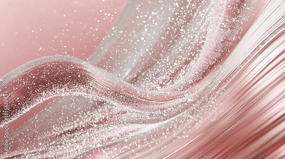 Poster glowing waves of data streams in soft colors