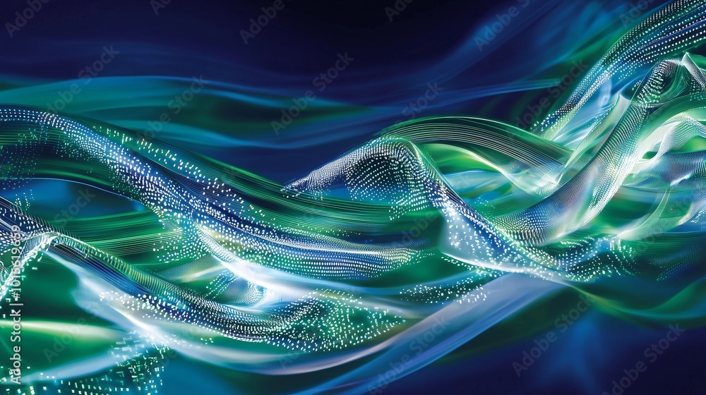 Poster glowing dynamic abstract wave patterns