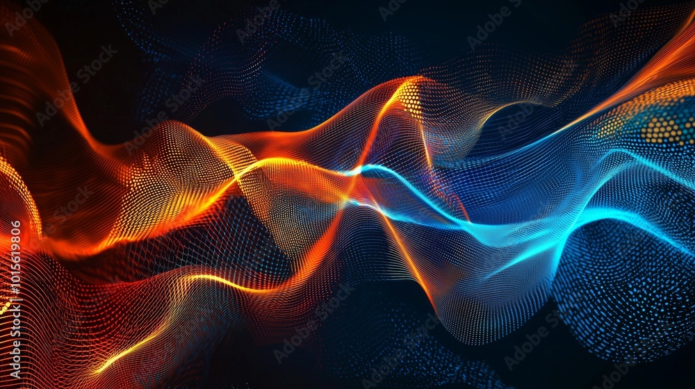 Poster abstract digital wave flowing data streams