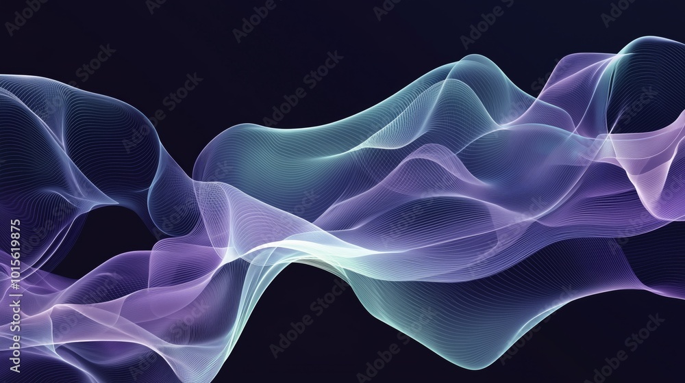 Poster elegant flowing wave patterns with glowing effects