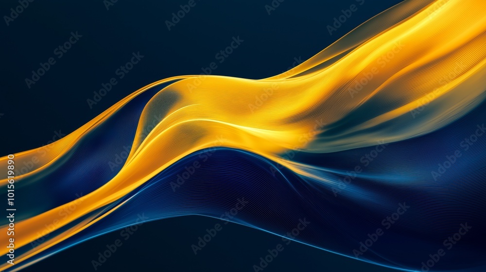 Poster glowing abstract wave in digital fluid pattern