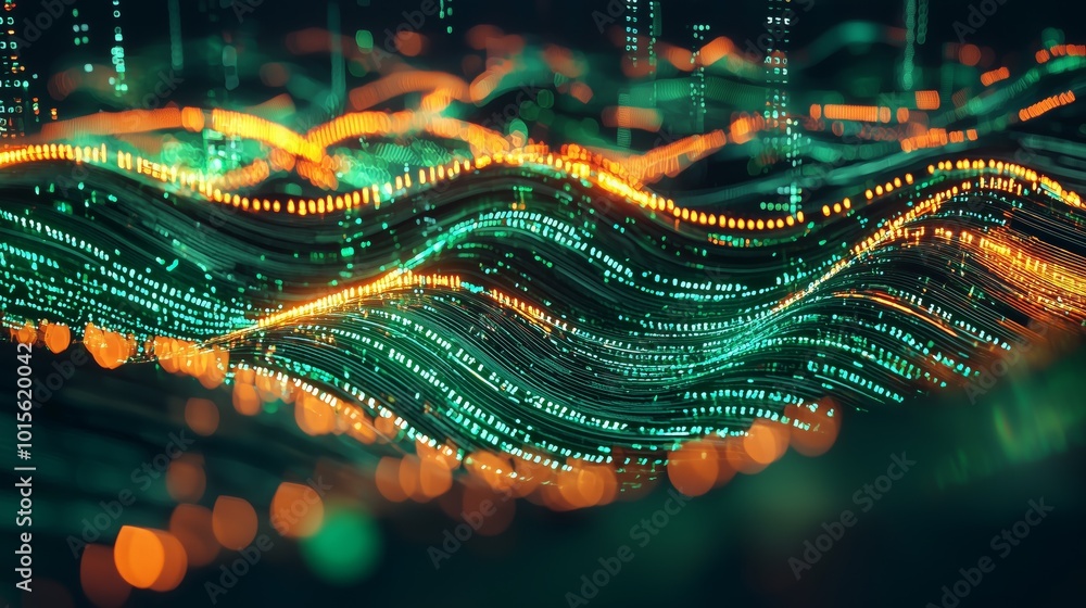 Poster abstract data streams in wavy patterns