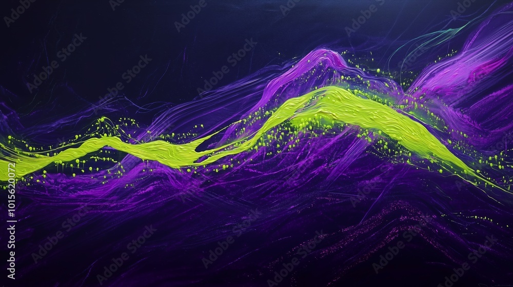 Poster luminous dynamic waves in vibrant color streams