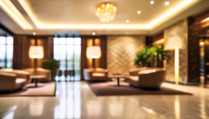 Fototapeta premium Abstract blur beautiful luxury hotel lobby interior for background