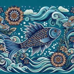 seamless pattern with fishes