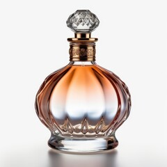 Elegant Perfume Bottle with Wooden Cap on Soft Background