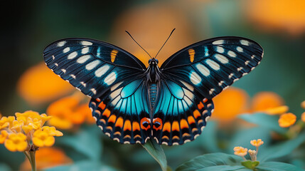 Fototapeta premium Mesmerizing Butterfly Perched on Vibrant Natural Backdrop