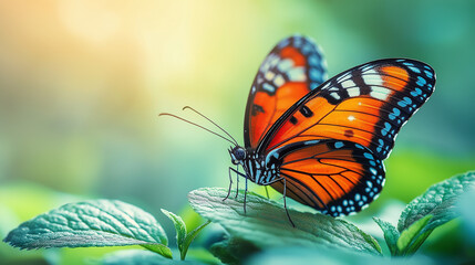 Obraz premium Mesmerizing Butterfly Perched on Vibrant Natural Backdrop