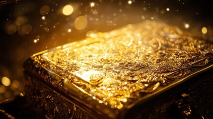 Golden Treasure Box with Sparkling Dust