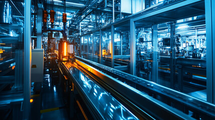Obraz premium A high-efficiency manufacturing plant that produces energy-efficient lighting solutions.