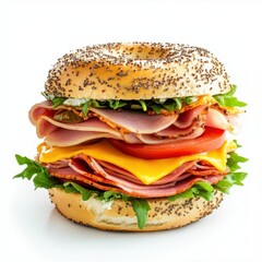 A bagel sandwich with ham