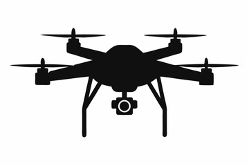 Drone silhouette vector, drone camera icon silhouette vector illustration	
