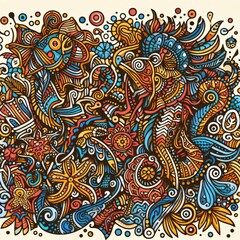 paisley pattern with ocean life themed