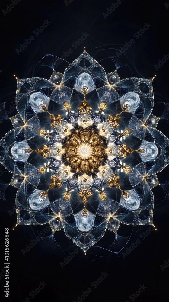 Wall mural a stunning mandala design featuring intricate patterns and glowing elements, perfect for art and dec