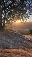 Fototapeta premium Beautiful sunset view from the top of a mountain