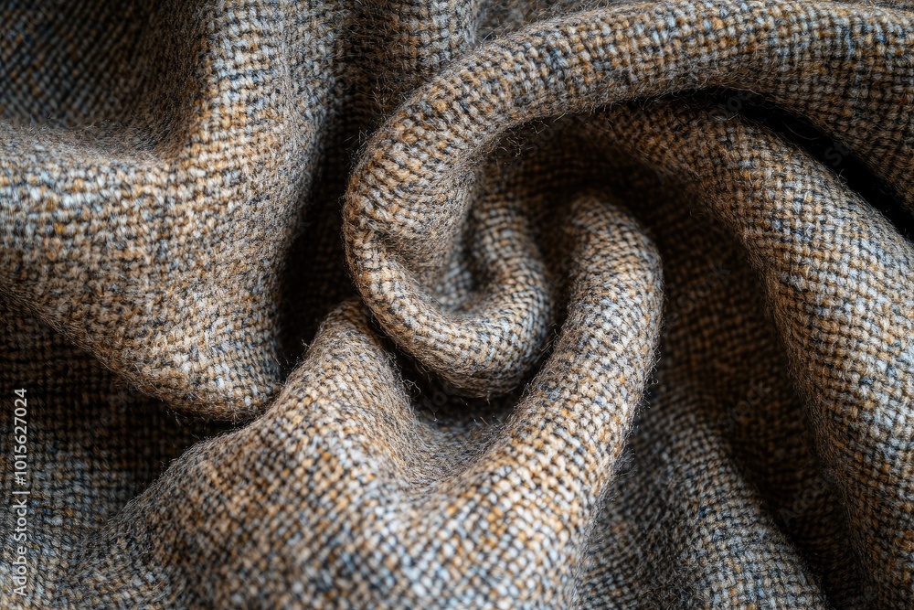 Wall mural close-up of a textured fabric showcasing its intricate weave and soft curves, ideal for design and f
