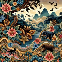 landscape with floral 