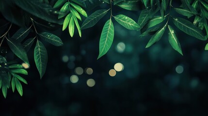 Green Leaves with Bokeh Lights