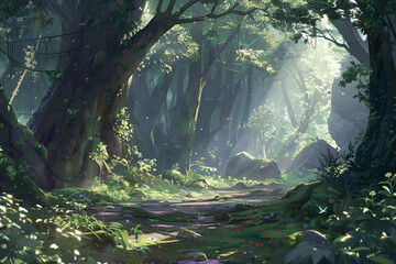 Enchanted Forest Path - Digital Artwork