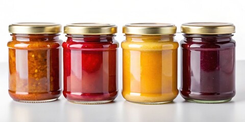 Small jam jars with blank labels for customized labeling, glass, jars, jam, blank, labels, customizable, homemade, preserves