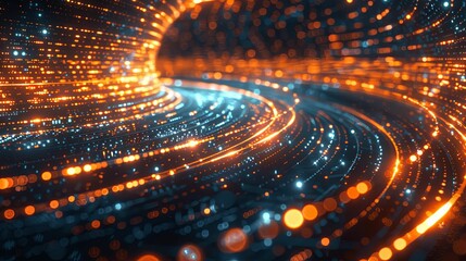 Abstract swirling pattern of orange and blue lights