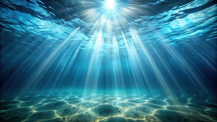 Obraz premium rendering of underwater light creating a stunning solar curtain with ocean waves oscillating with light rays, underwater, light
