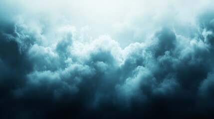 Dense, Blue-Tinted Cumulus Clouds Fill the Sky