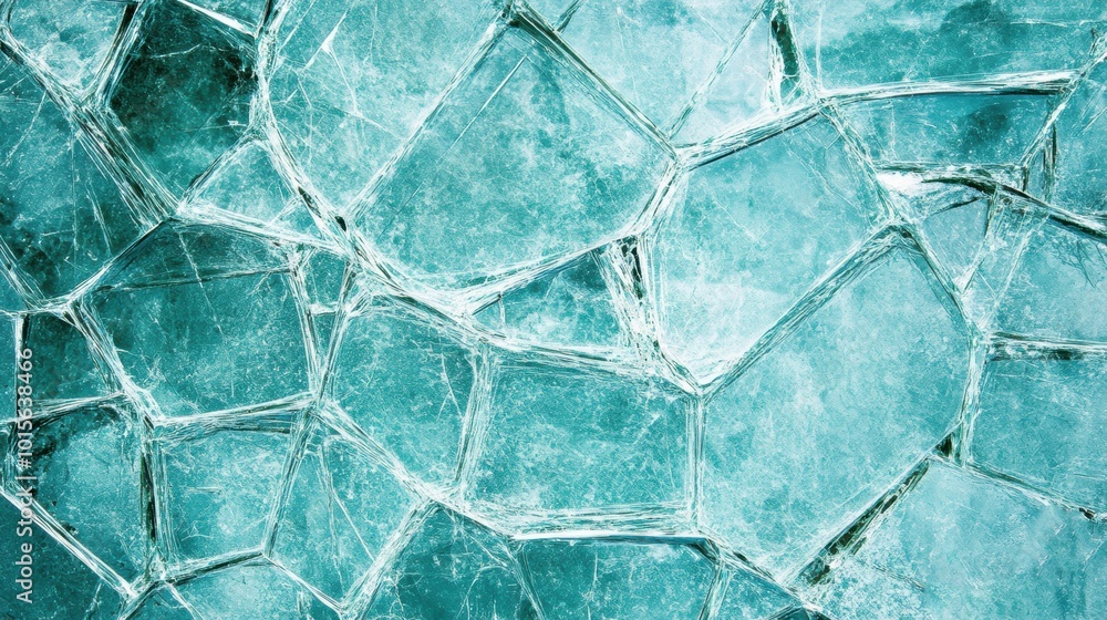 Aufkleber the shattered glass texture features various fragments in cool tones, creating a captivating visual 