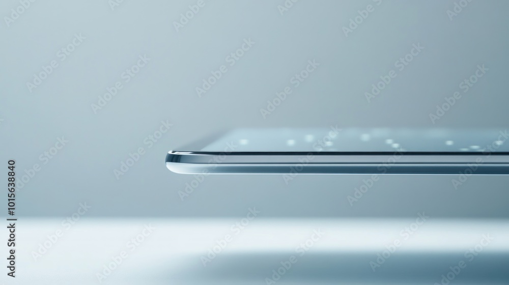 Poster a close-up view of a sleek tablet device with a minimalist design.