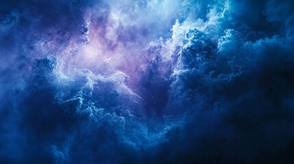 Obraz premium Abstract Blue and Purple Cloud Formation with Scattered Stars
