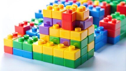 Obraz premium Building block toy with colorful blocks bricks toy, close up, building blocks, toy, colorful, bricks, play, stack