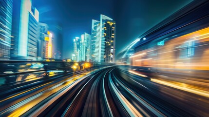 Cityscape with Train and Motion Blur