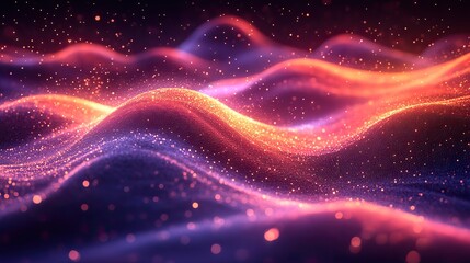 Obraz premium Modern glowing wave background with dynamic wave lines, symbolizing futuristic technology and audio patterns.
