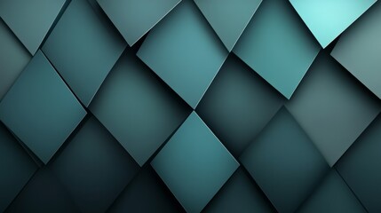 Fototapeta premium Abstract Geometric Pattern of Overlapping Teal Squares