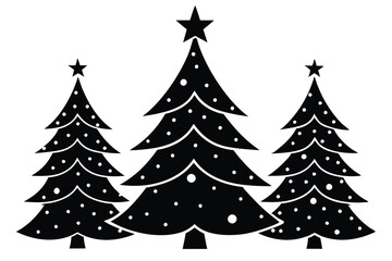 christmas tree icons silhouettes in black color.eps
