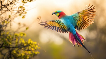 A Colorful Bird in Flight