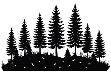 different vintage forest pine trees.eps