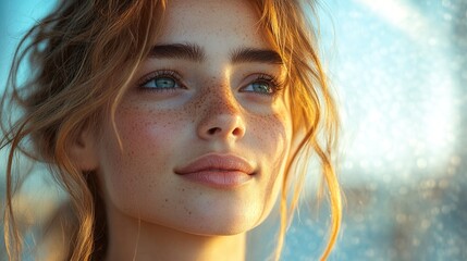 Close-up Portrait of a Woman with Freckles